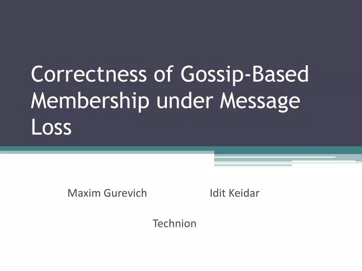 correctness of gossip based membership under message loss