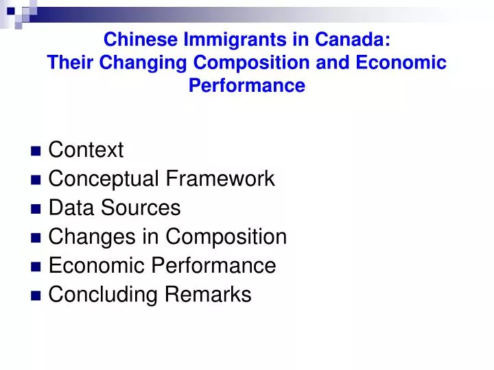 chinese immigrants in canada their changing composition and economic performance