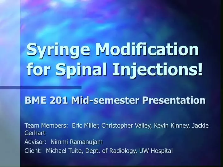 syringe modification for spinal injections