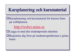 kursplanering och kursmaterial