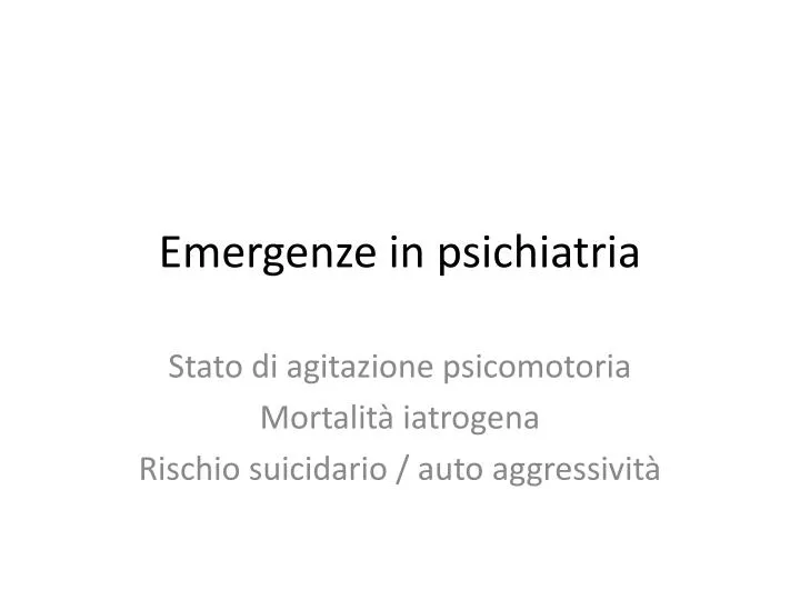 emergenze in psichiatria
