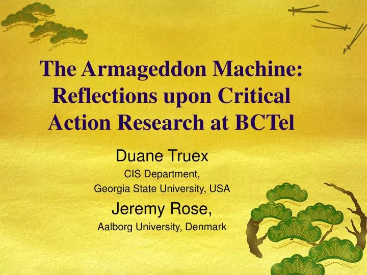 the armageddon machine reflections upon critical action research at bctel