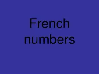 French numbers