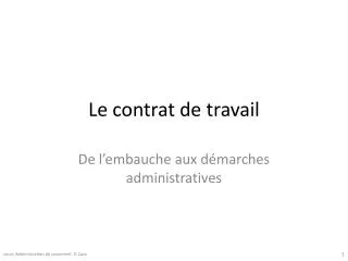 le contrat de travail