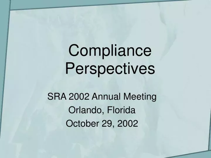compliance perspectives
