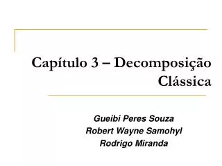 cap tulo 3 decomposi o cl ssica
