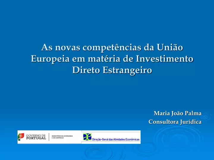 as novas compet ncias da uni o europeia em mat ria de investimento direto estrangeiro