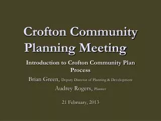 Crofton Community Planning Meeting