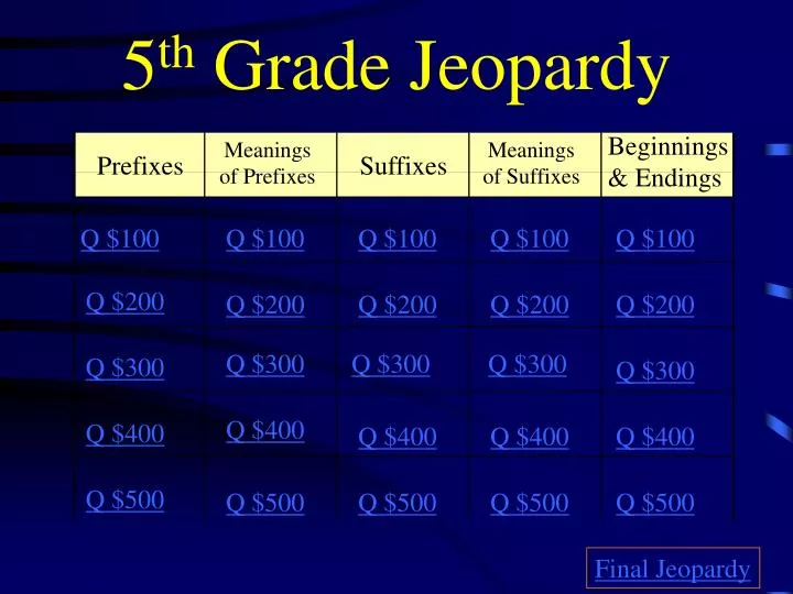 5 th grade jeopardy