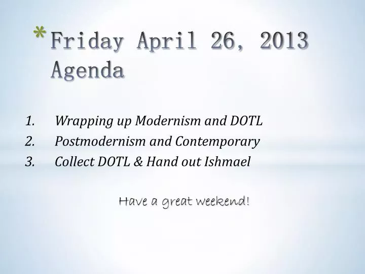 f riday april 26 2013 agenda