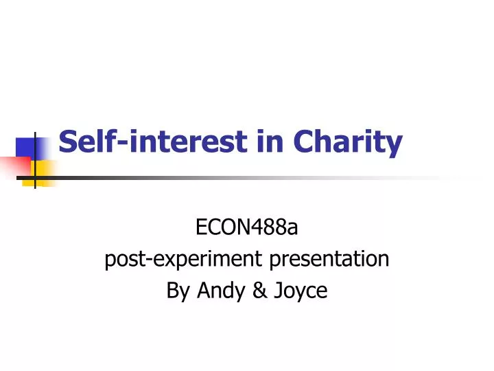self interest in charity