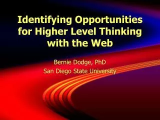 Identifying Opportunities for Higher Level Thinking with the Web