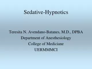 Sedative-Hypnotics