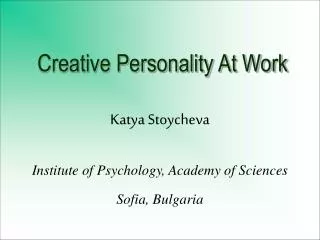 Creative Personality At Work