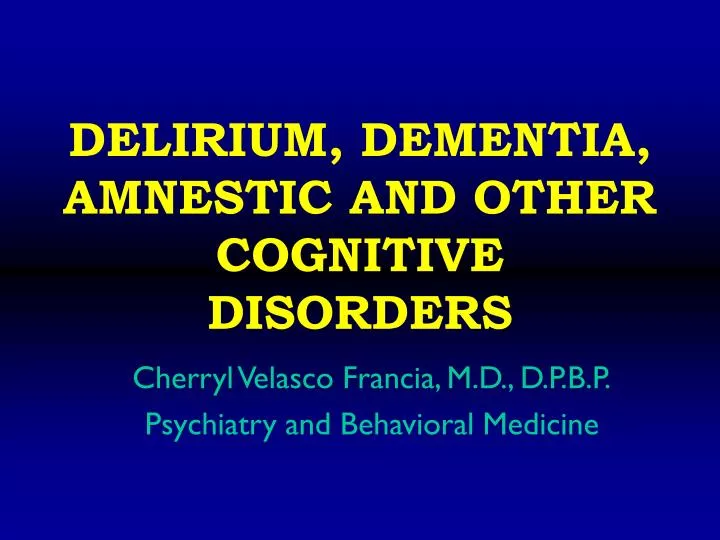 delirium dementia amnestic and other cognitive disorders