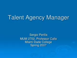 Talent Agency Manager
