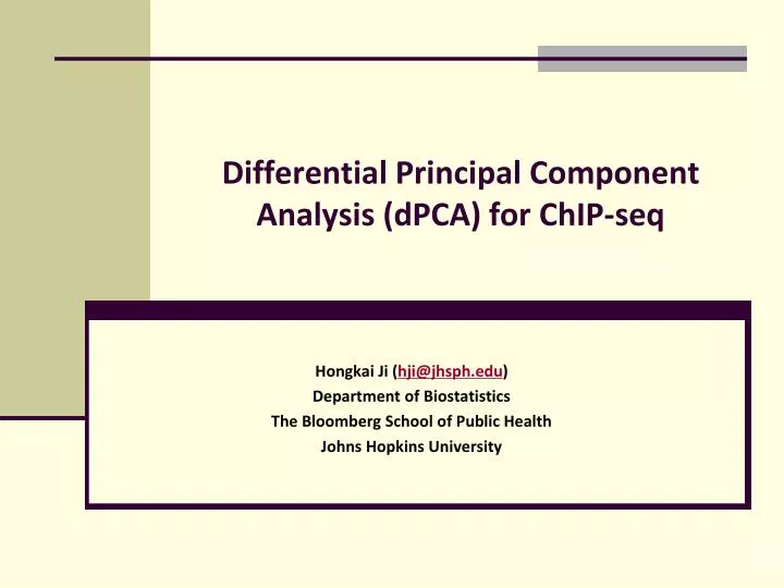 differential principal component analysis dpca for chip seq