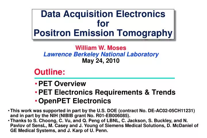data acquisition electronics for positron emission tomography