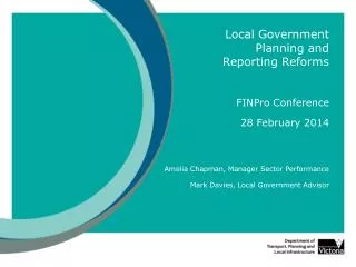 Local Government Planning and Reporting Reforms