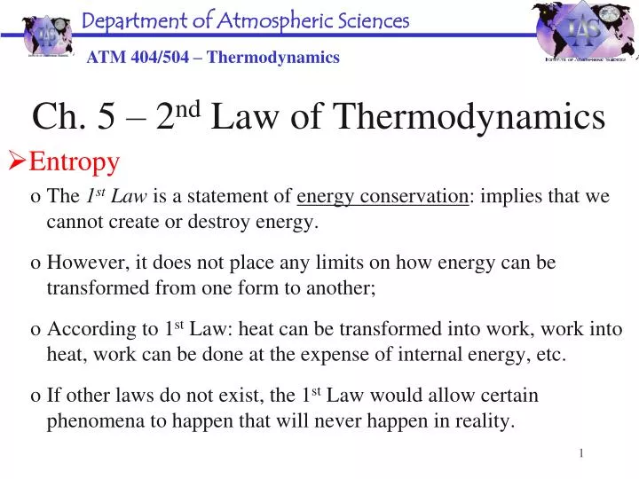 ch 5 2 nd law of thermodynamics