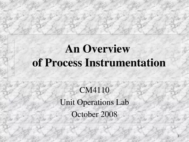an overview of process instrumentation