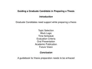 Guiding a Graduate Candidate in Preparing a Thesis Introduction