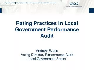 Rating Practices in Local Government Performance Audit