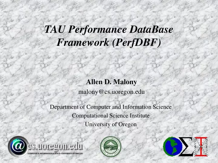 tau performance database framework perfdbf