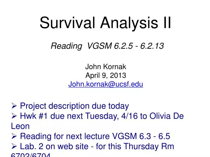 survival analysis ii