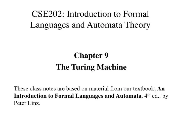 cse202 introduction to formal languages and automata theory