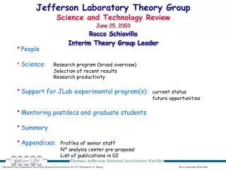 Jefferson Laboratory Theory Group Science and Technology Review June 25, 2003 Rocco Schiavilla