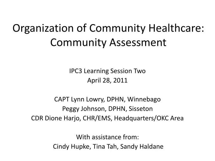 organization of community healthcare community assessment