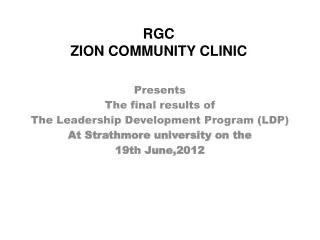 RGC ZION COMMUNITY CLINIC