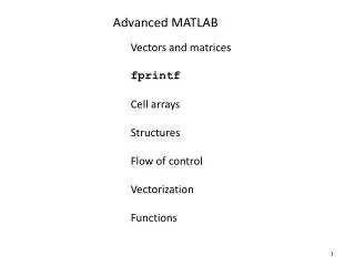 Advanced MATLAB