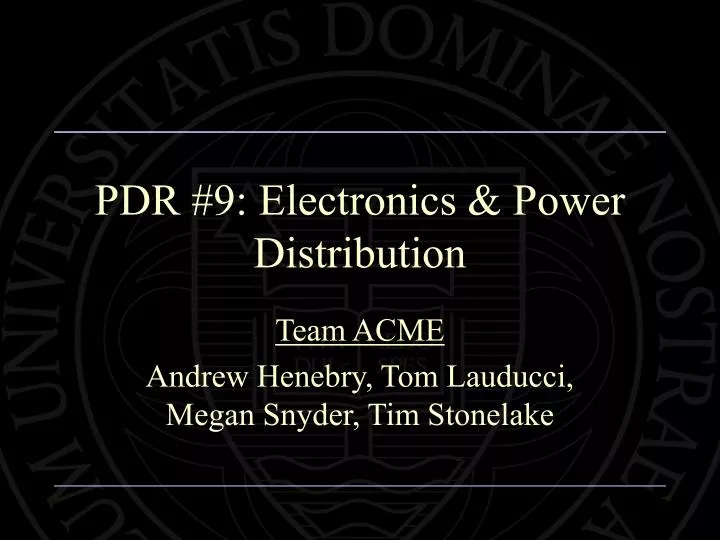 pdr 9 electronics power distribution
