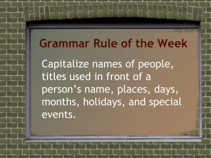 grammar rule of the week