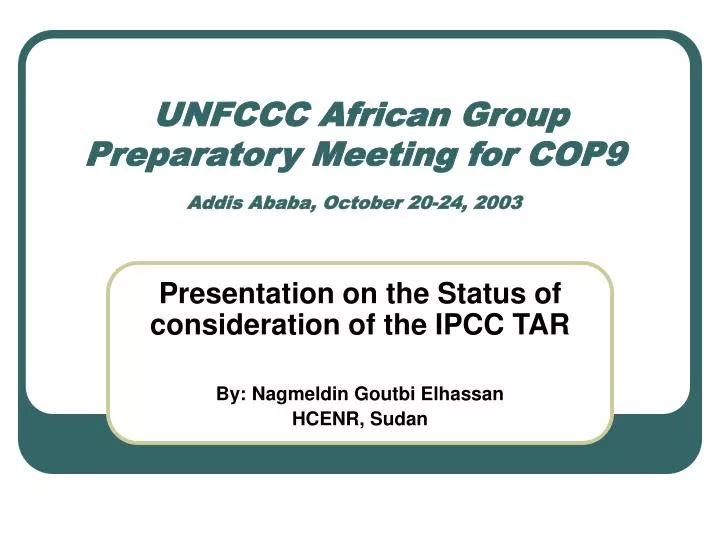 unfccc african group preparatory meeting for cop9 addis ababa october 20 24 2003