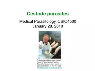 Cestode parasites Medical Parasitology, CBIO4500 January 28, 2010