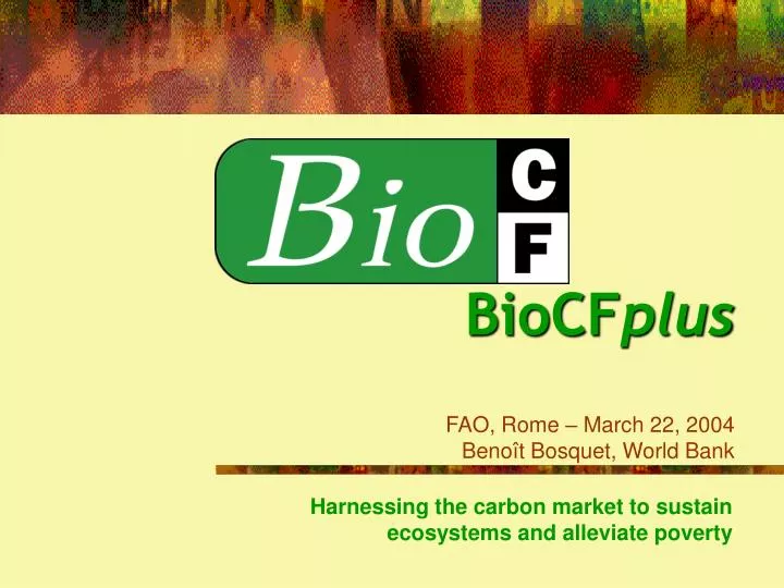 biocf plus fao rome march 22 2004 beno t bosquet world bank
