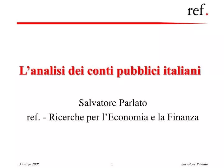 l analisi dei conti pubblici italiani
