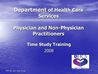 Department of Health Care Services Physician and Non-Physician Practitioners