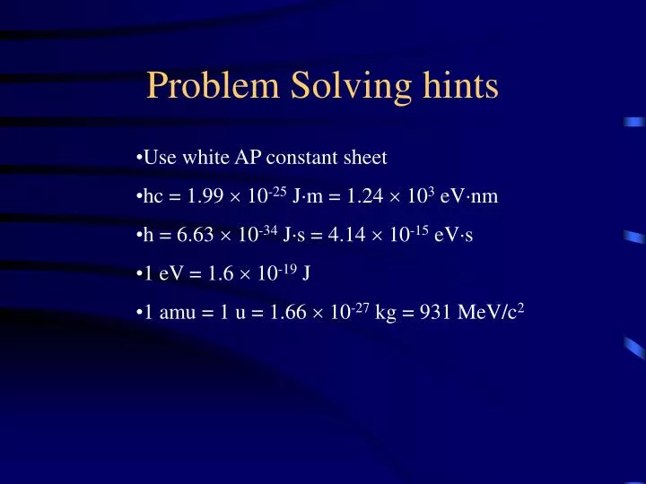 problem solving hints