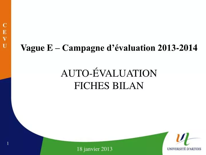 vague e campagne d valuation 2013 2014 auto valuation fiches bilan