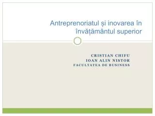 antreprenoriatul i inovarea n nv m ntul superior