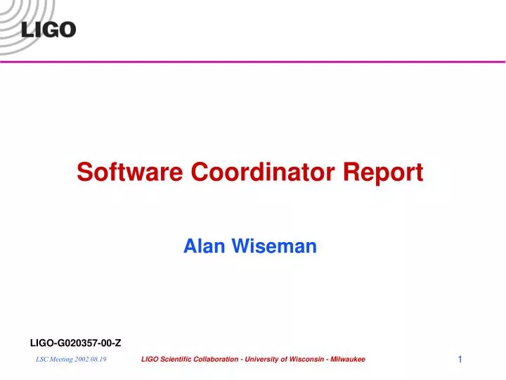 software coordinator report alan wiseman