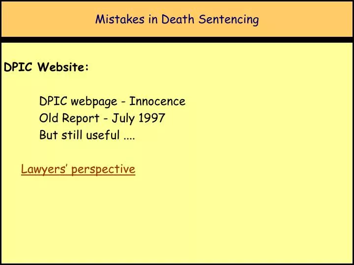 mistakes in death sentencing