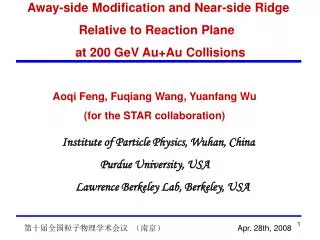 Away-side Modification and Near-side Ridge Relative to Reaction Plane