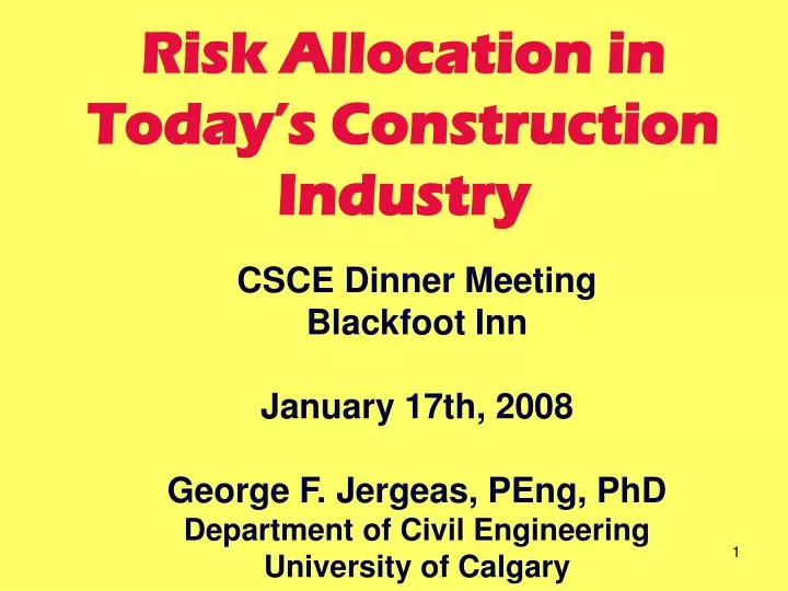 risk allocation in today s construction industry
