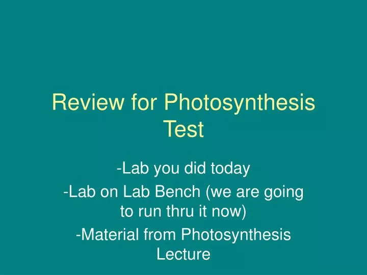 review for photosynthesis test