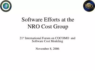 Software Efforts at the NRO Cost Group